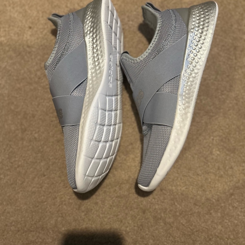 Adidas Womens Light Gray Slip-On Sneakers - Picture 3 of 5